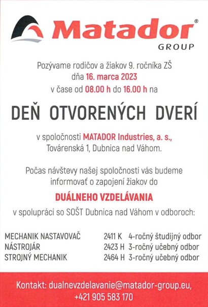 Deň otvorených dverí v Matadore